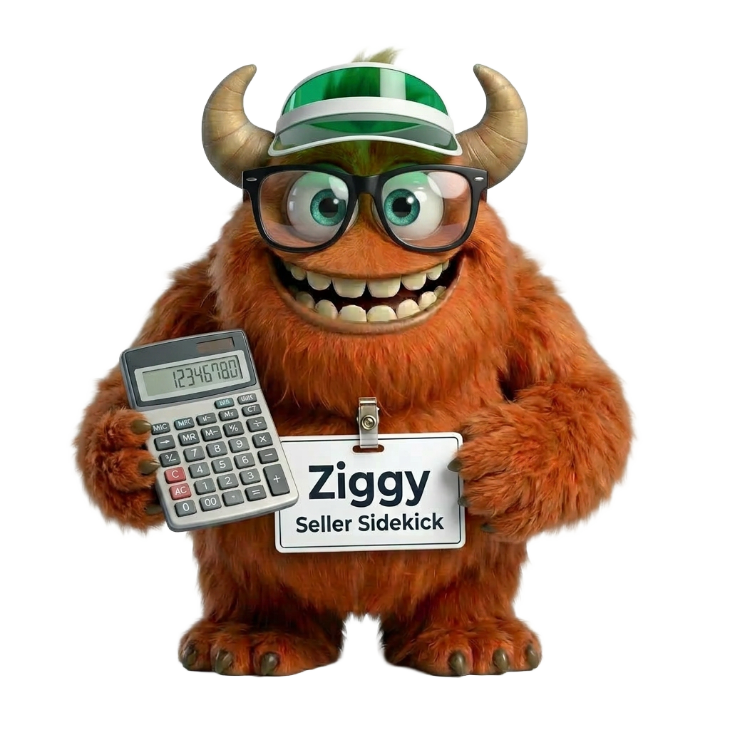 Ziggy holding a calculator
