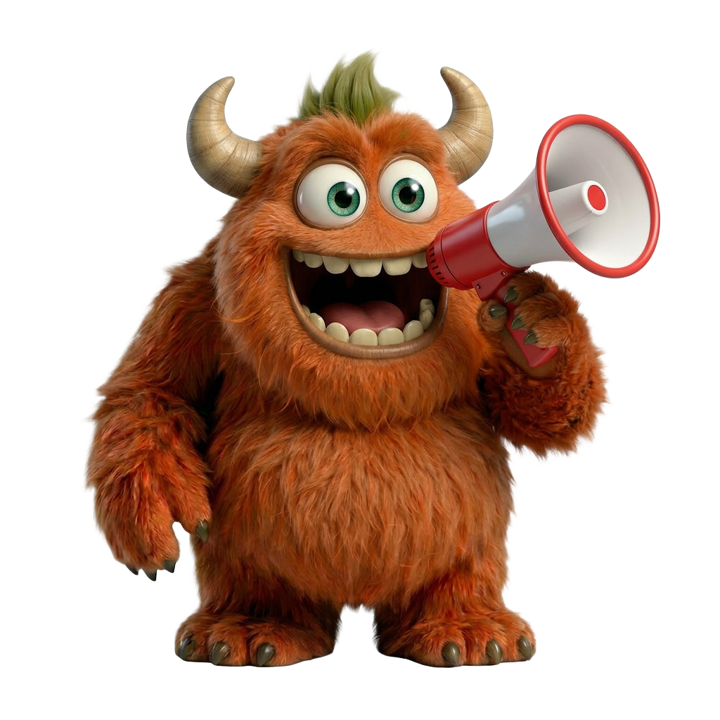 Ziggy with a megaphone for marketing campaigns
